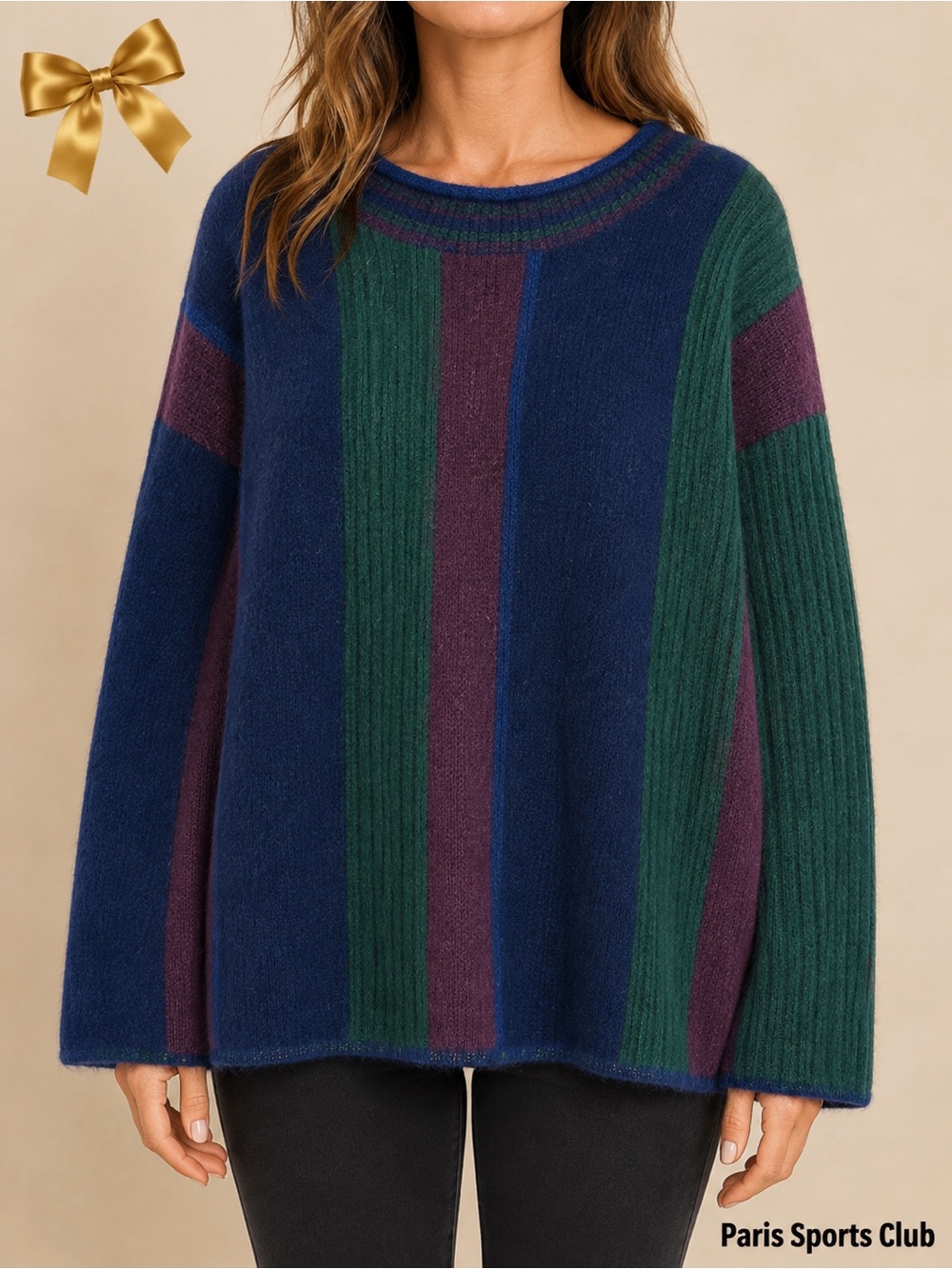 PARIS SPORT CLUB Vintage Mohair Blend Jewel-Tone Tunic Sweater Medium